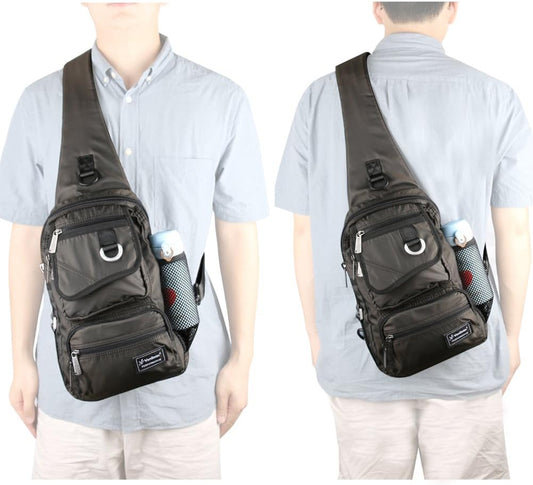 Sling Bag Chest Shoulder Backpack Crossbody Multipurpose Daypack For Men Women Black