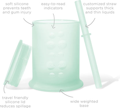 Olababy Silicone Training Cup with Straw Lid | Babies Water Drinking Cup | 6+ Mo Infant To 12-18 Months Toddler | Sippy Cup For Kids & Smoothie Cup | Baby Led Weaning (Mint, 5 oz)