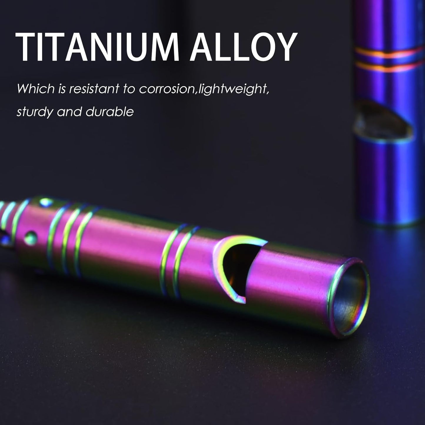 Whistle Emergency Titanium Whistle,Survival Loud Whistle Safety Whistle for Kids Women,EDC Signal Whistles Necklace