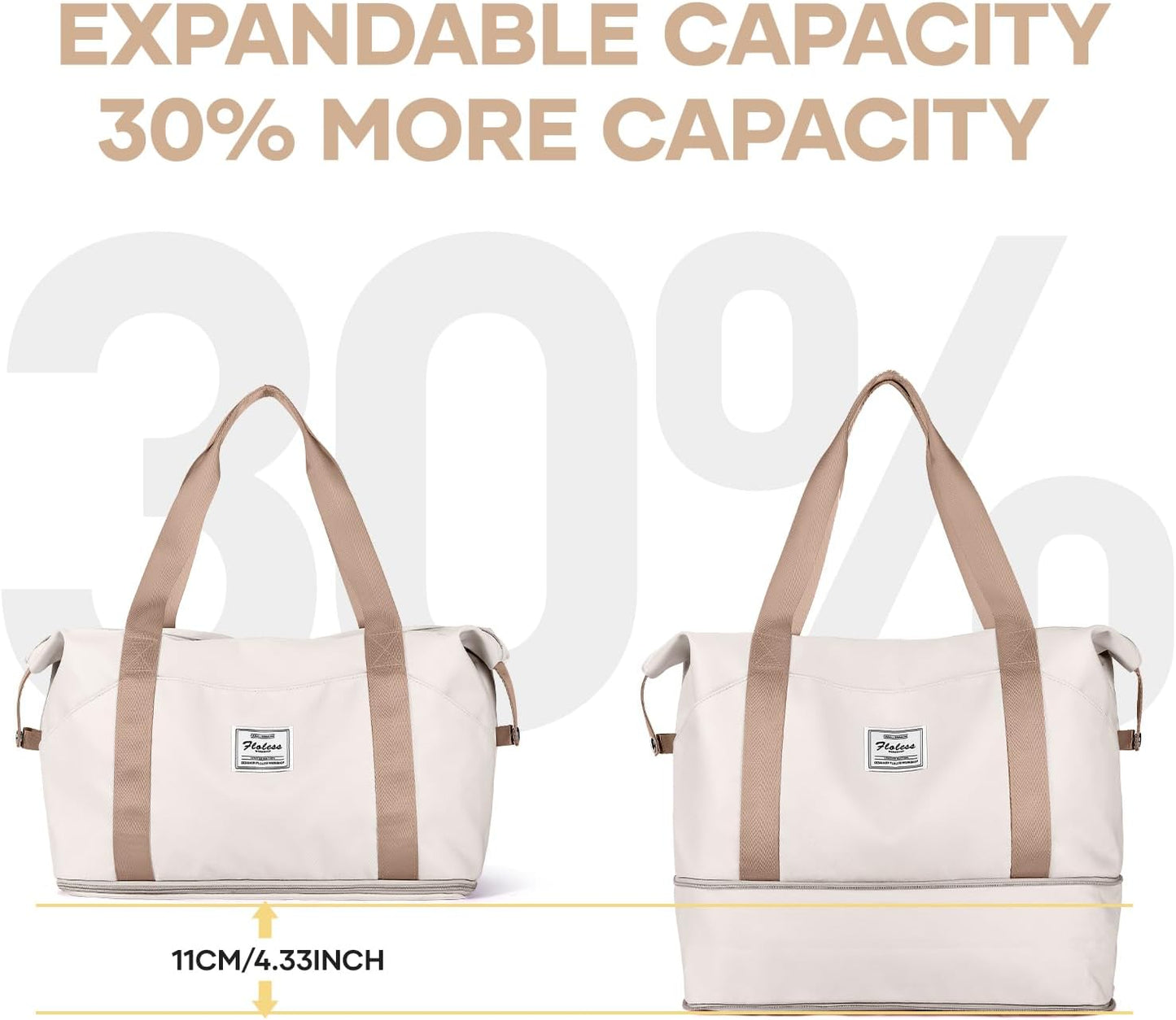 Travel Duffel Bag, Sports Tote Gym Bag, Shoulder Weekender Overnight Bag for Women