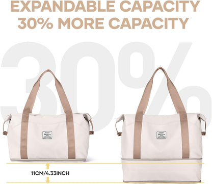 Travel Duffel Bag, Sports Tote Gym Bag, Shoulder Weekender Overnight Bag for Women