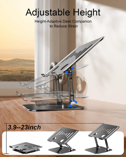Laptop Stand Adjustable MacBook Stand for Desk Aluminum Notebook Holder Ergonomic Computer Riser Portable Desktop Stand Compatible with All MacBook Notebook Laptop 10-17 Inch