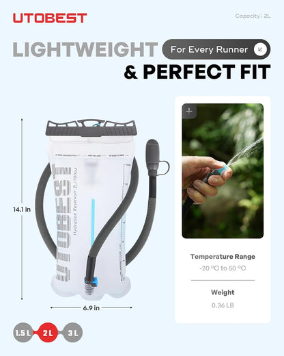 Hydration Bladder,TPU Water Bladder,Water Bladder for Hiking Backpack,BPA Free,Wide Opening,Leak-Proof,Water Reservoir for Hiking Cycling Camping Running