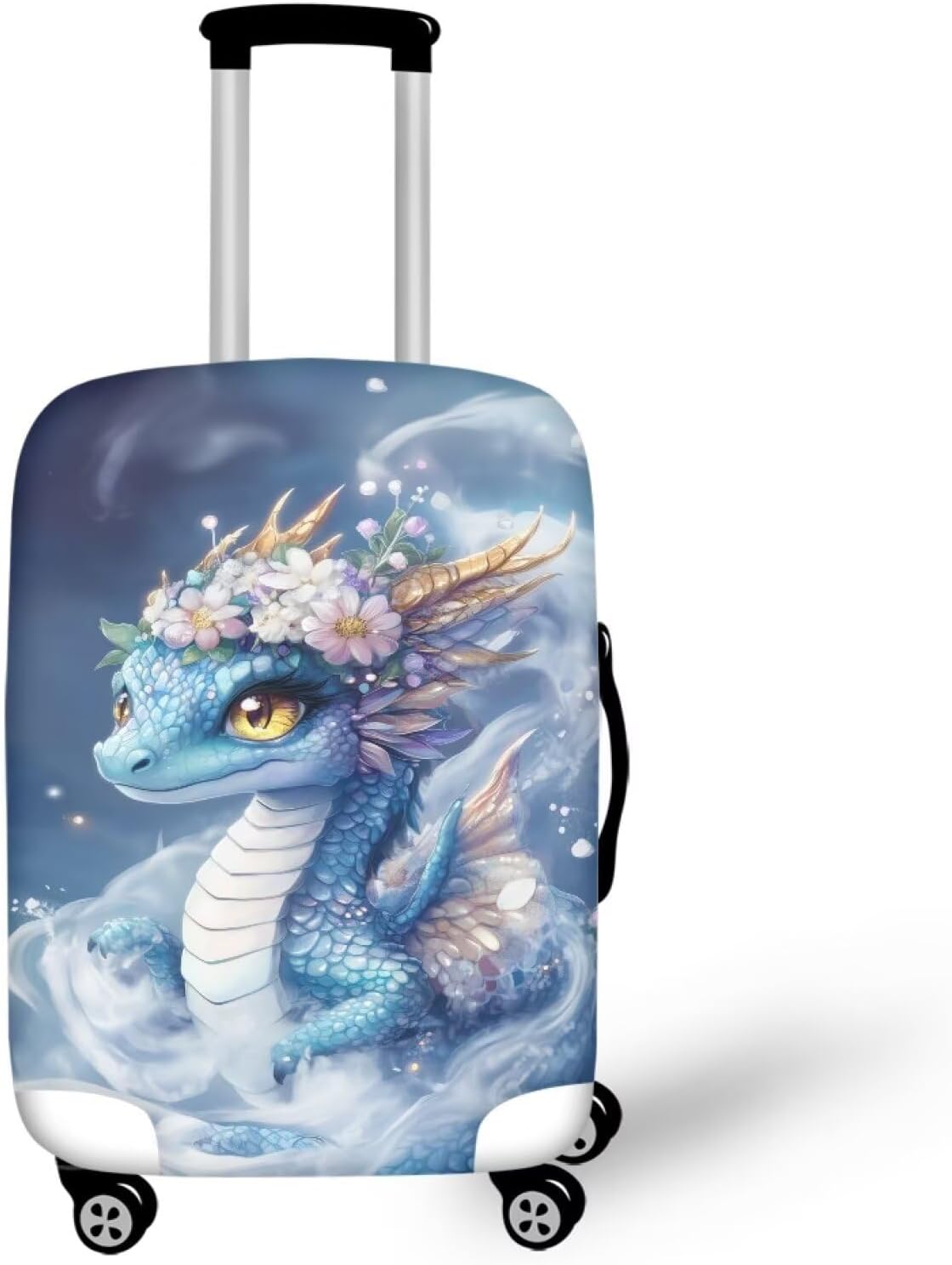 Dragon Luggage Cover Universal Fit 26-29 Inch Anti-Slip Elastic Spandex Suitcase Cover with Invisible Zippers Washable Baggage Case Scratch Resistant Travel Suitcase Protector