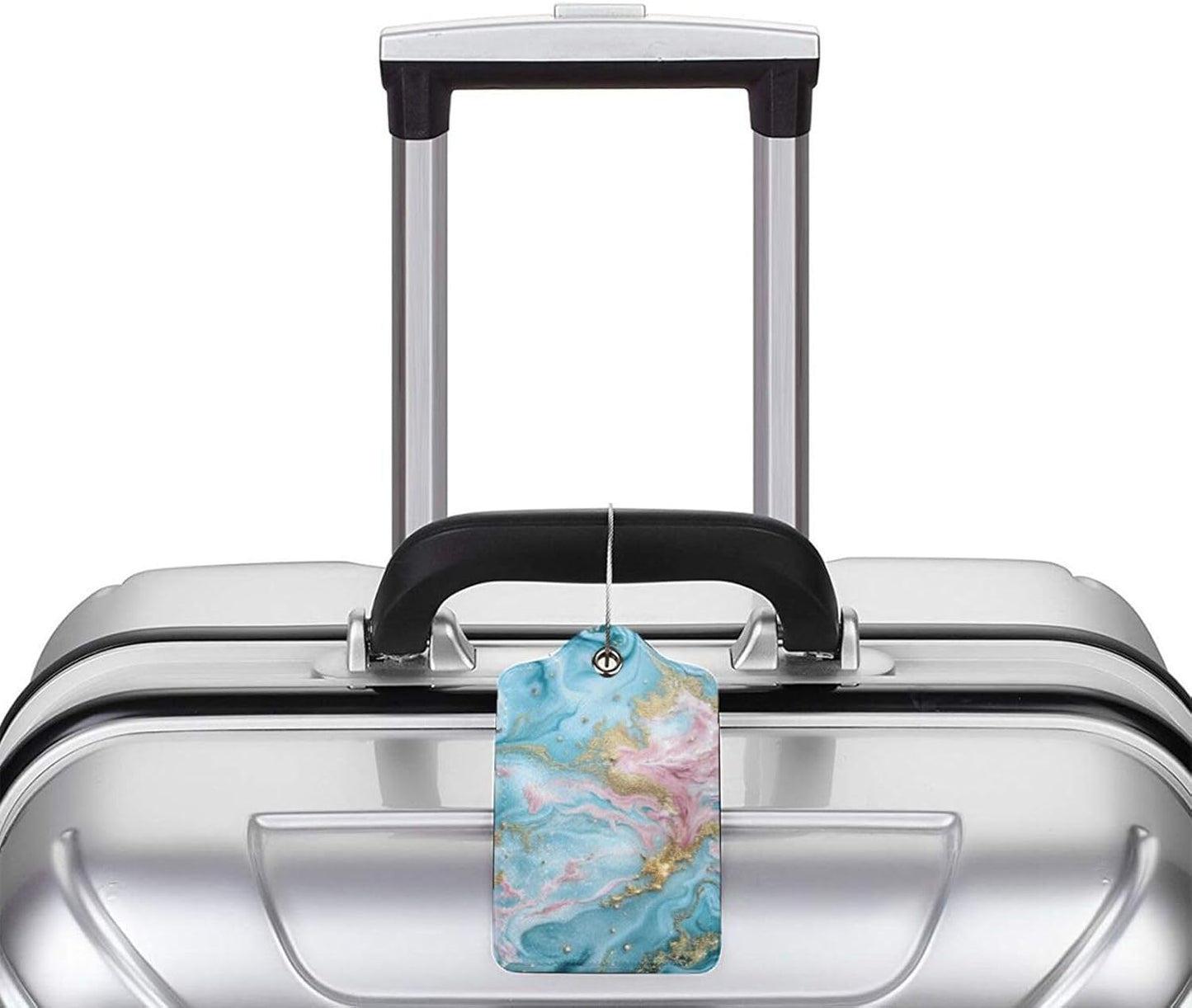 2 Pack Luggage Tag for Suitcase, Cute Unique Leather Suitcase Tags Identifiers with Privacy Name Address Labels & Durable Steel Loop for Women Men Travel