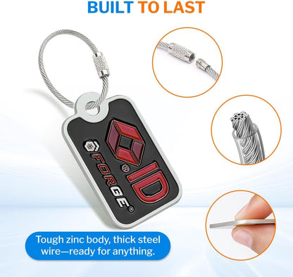 Forge Lost and Found Luggage Tags, Global Luggage Tracking Tag, WorldTracer Compatible, Travel Sentry Powered Baggage ID System for Luggage, Bags, Suitcases, and More (Black 2 Medium 2 Small)