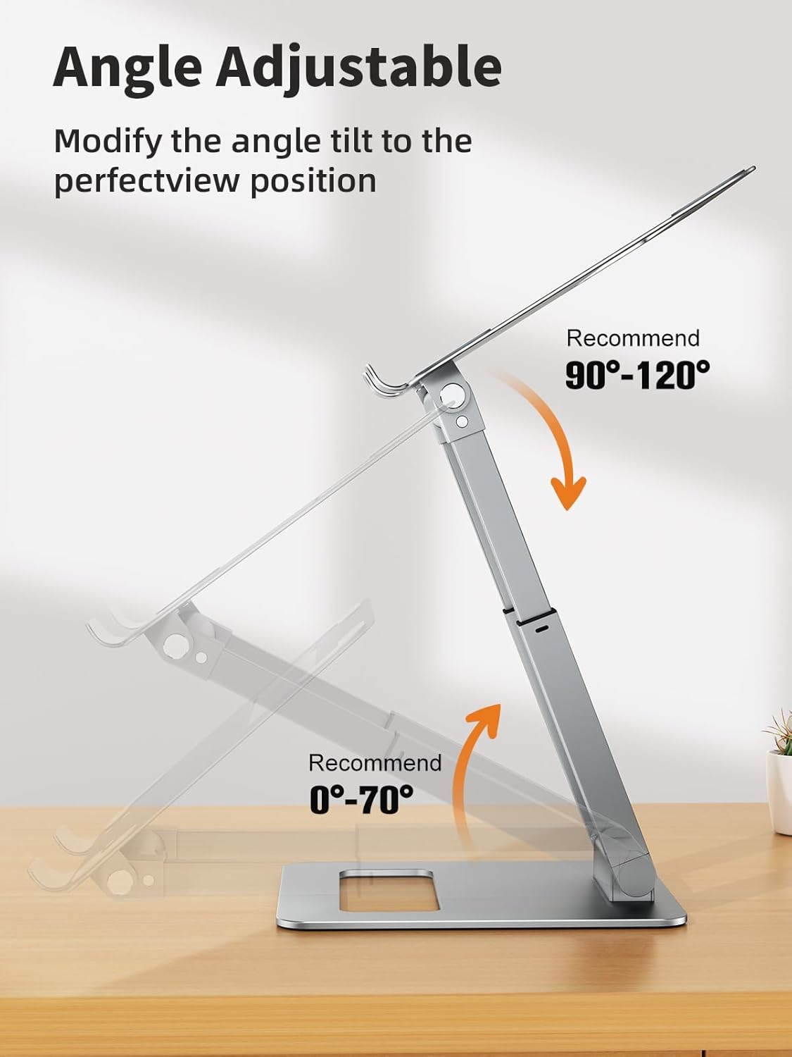 tounee Laptop Stand for Desk Adjustable Height, Telescopic Computer Stand with Pull Out Design Ergonomic Laptop Riser Fits All Laptops 10-17"-Silver
