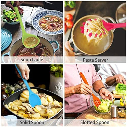 P&P CHEF Multicolor Kitchen Utensils, Silicone Cooking Utensil Set of 7