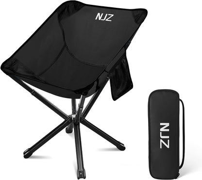 Small Camping Chair, Compact Folding Camping Chair for Adults-200 LBS Supported Lightweight Backpacking Chair for Outdoors Fishing, Hiking, Travel, Picnic, Beach Aluminum Chair(Black)