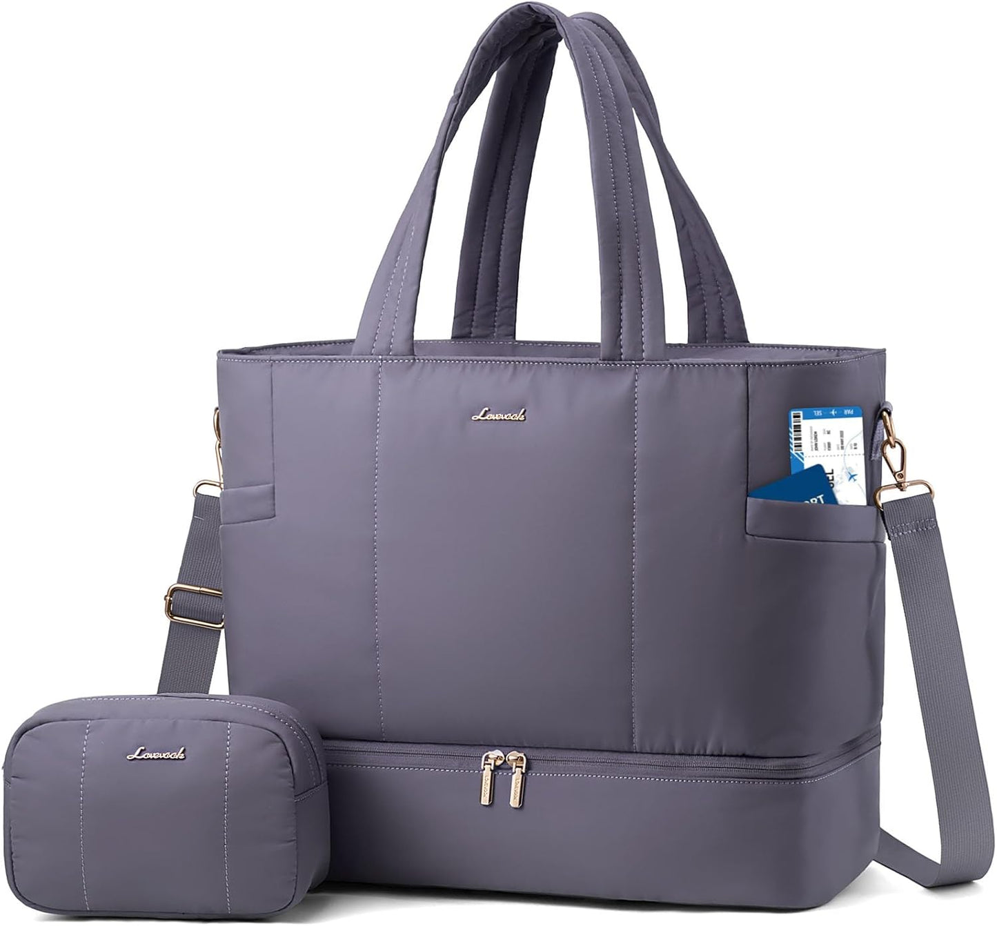 LOVEVOOK Travel Duffle Bag, Puffer Weekender Bags for Women with Shoe Compartment, Carry On Overnight Hospital Bag, Gym Tote