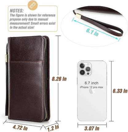 Top Grain Leather Travel Passport Wallet Holder for Man & Woman, Handmade with Three-Layer for 4 Passports & Multi Cards, RFID Blocking Large Capacity for Cards/Passports/Tickets, Burgundy