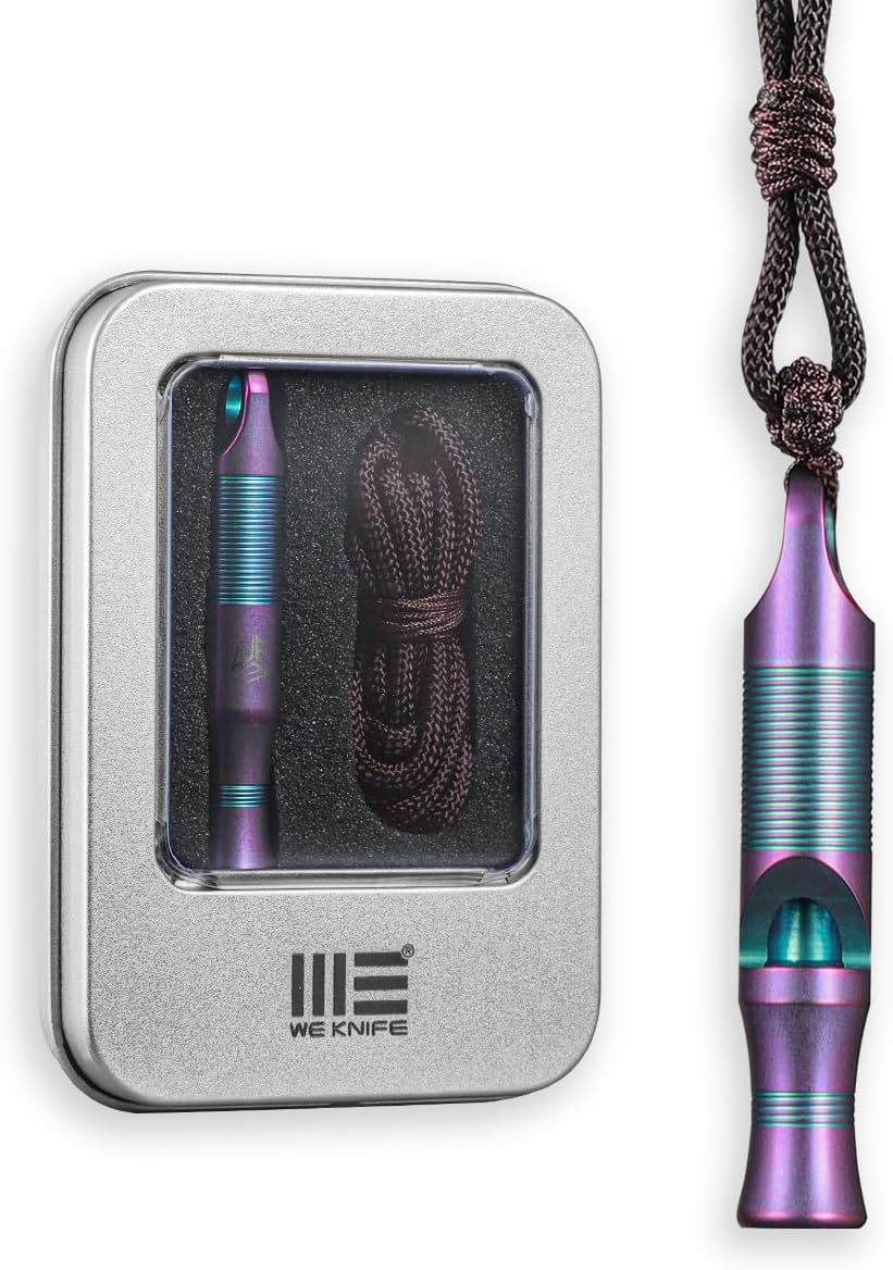 WeKnife Emergency Whistle Survival Loud, Titanium Outdoor Safety Whistle Survival Shrill Loud Blast with Paracord for Kayak, Life Vest, Jacket, Boating, Fishing,Camping, Hiking, Hunting, Coyote