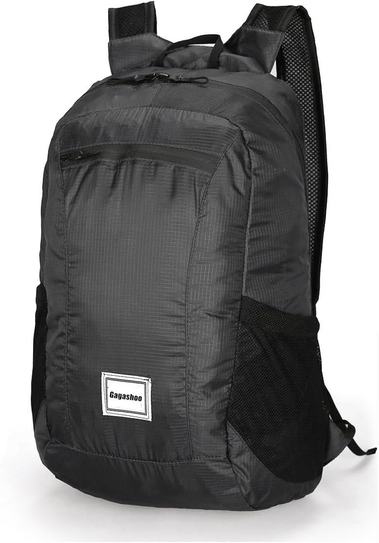 Small Foldable Hiking Daypack Packble Skin Casual Backpack Camping Cycling Travel Outdoor Day Bags Useful (Black)