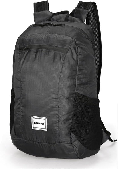 Small Foldable Hiking Daypack Packble Skin Casual Backpack Camping Cycling Travel Outdoor Day Bags Useful (Black)