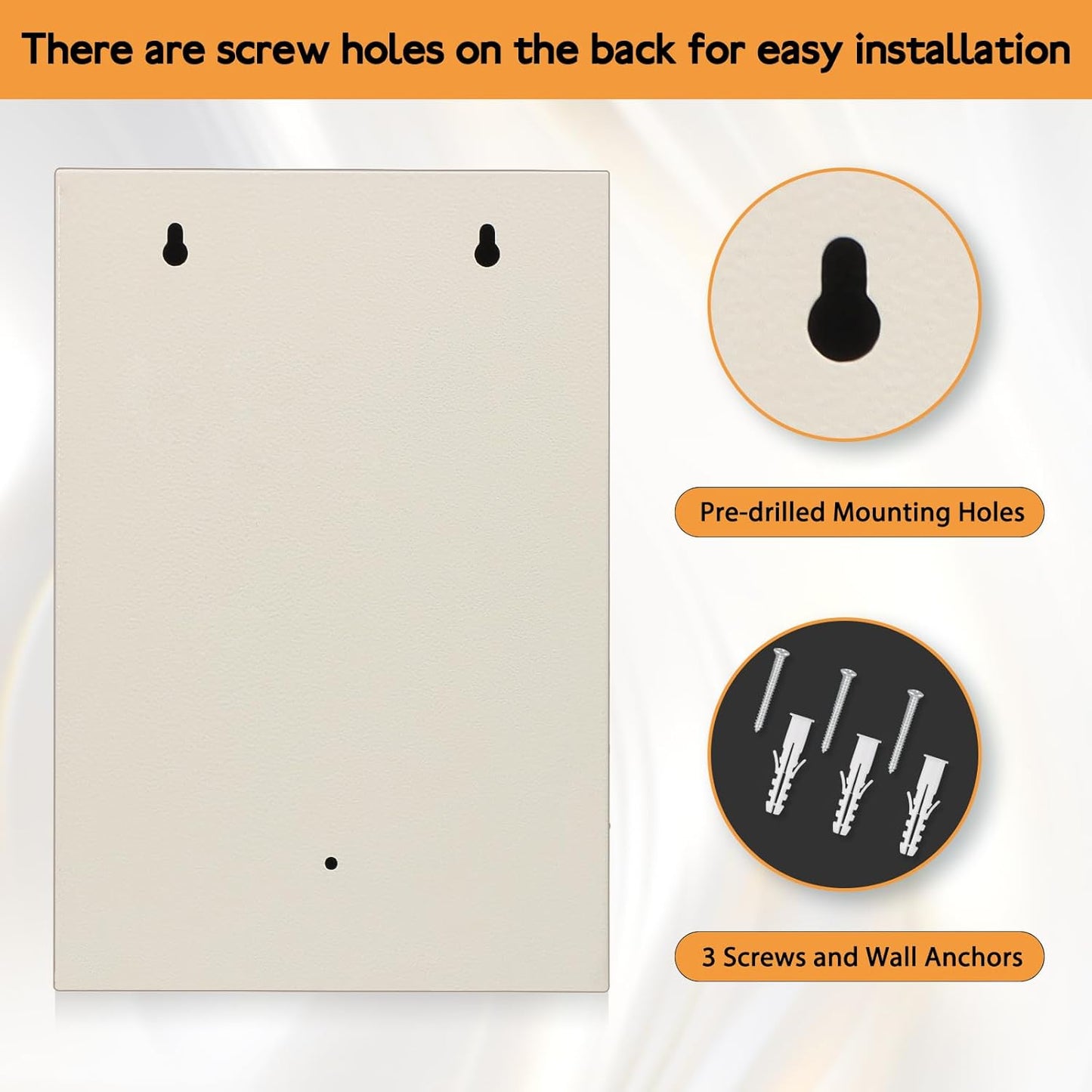 KYODOLED Key Storage Lock Box with Code, 40 Key Holder Wall Mount Cabinet with Combination Lock, Key Hooks & Tags Labels, 2.5" D x 8.1" W x 12.1" H, White