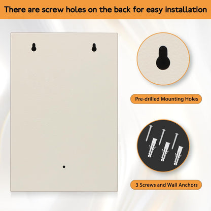 KYODOLED Key Storage Lock Box with Code, 40 Key Holder Wall Mount Cabinet with Combination Lock, Key Hooks & Tags Labels, 2.5" D x 8.1" W x 12.1" H, White