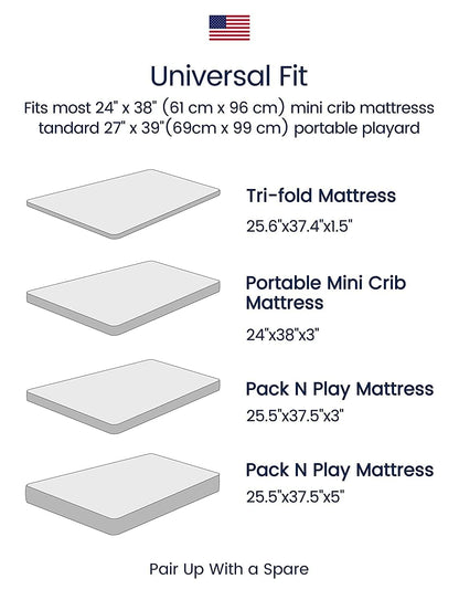 TotAha Pack and Play Sheets Fitted, Buttery Soft Dinosaur Mini Crib Sheets Boy, Stretchy Graco Pack n Play Mattress Sheet, 2-Pack Universal Fit Playard Mattress Cover, All-Season Jersey-Knit