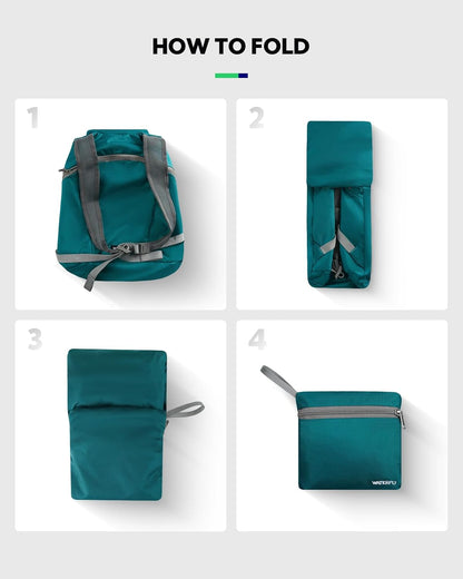 WATERFLY Foldable Lightweight Hiking Backpack: 15L Packable Traveling Daypack Men Women Ultralight Thin Casual Day Pack Bag for Outdoor Sports Camping Beach Park (Green)