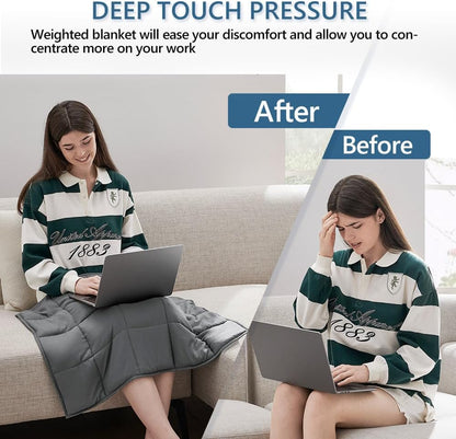 L'AGRATY Weighted Lap Blanket 7lb: Small Weighted Blankets for Adults Portable Travel - Cooling Pad Blanket for Relaxation Sleeping - Cozy Lap Washable All-Season(29" x 24")