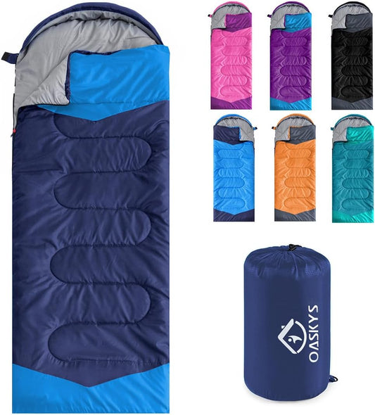 oaskys Camping Sleeping Bag - 3 Season Warm & Cool Weather - Summer Spring Fall Lightweight Waterproof for Adults Kids - Camping Gear Equipment, Traveling, and Outdoors