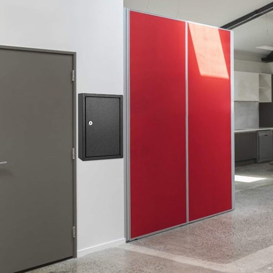 KYODOLED Key Storage Lock Box Wall Mount, Locking 40 Key Cabinet Holder Box with Key Lock, Hooks & Labels, 2.5" D x 8.1" W x 12.1" H