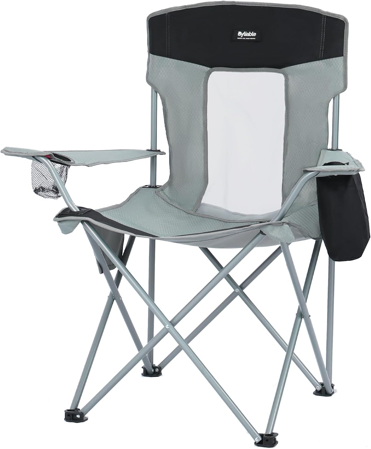 Camping Folding Chair Outdoor Lawn Portable Lightweight Camp Folding Chairs for Adult Outside with Cup Holder, Cooler Pouch & Side Pocket for Camping, Beach, Fishing, Sports or Tailgating Events