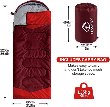 oaskys Camping Sleeping Bag - 3 Season Warm & Cool Weather - Summer Spring Fall Lightweight Waterproof for Adults Kids - Camping Gear Equipment, Traveling, and Outdoors