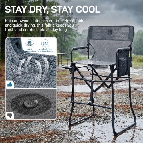 EVER ADVANCED Portable 30.7" Seat Height Tall Camping Directors Chair