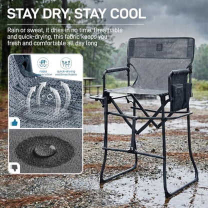 EVER ADVANCED Portable 30.7" Seat Height Tall Camping Directors Chair