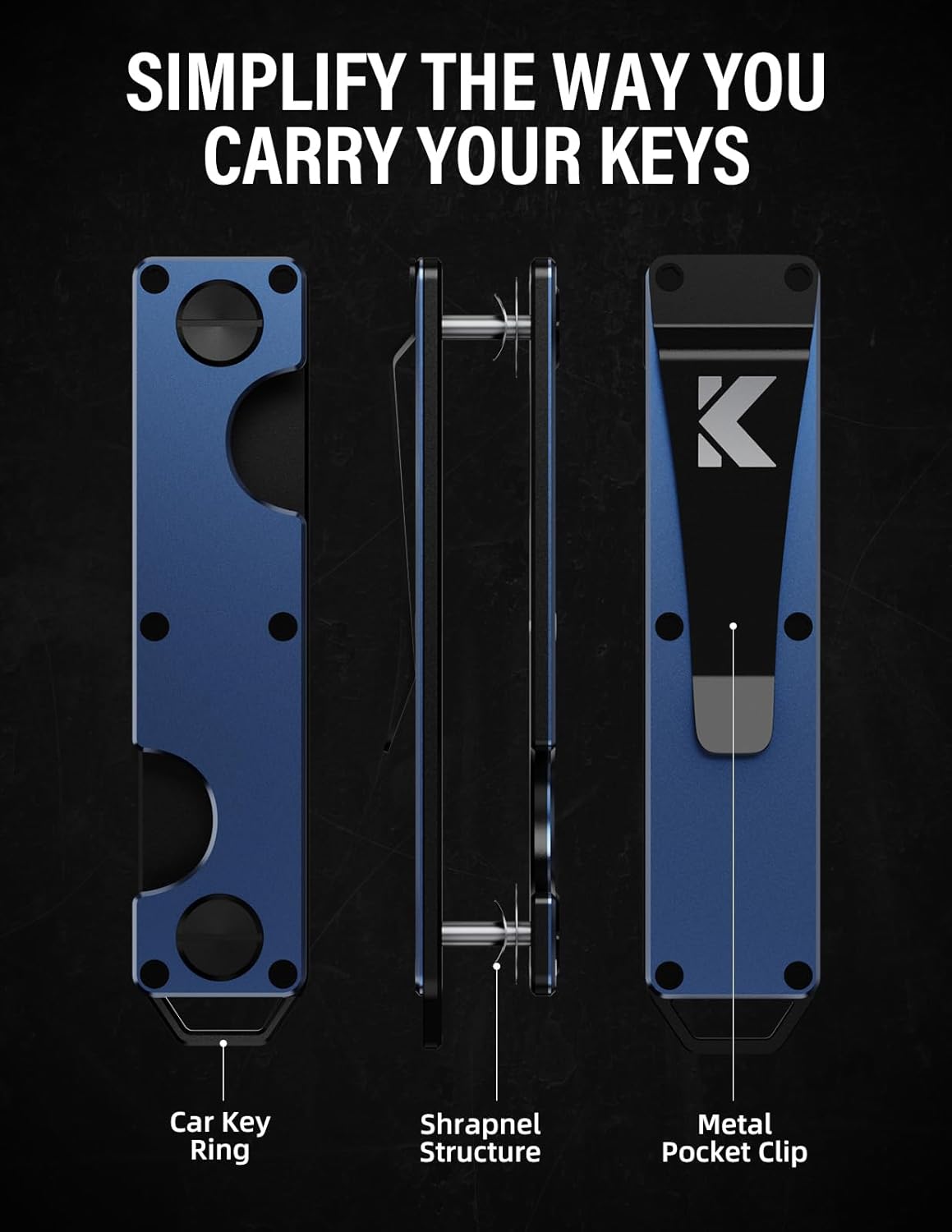 Key Organizer Key Holder Compact Key Case Minimalist Metal Key Chain Key Holder for Keychain Secures 8-10 Keys EDC