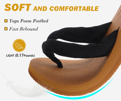 KuaiLu Flip Flops for Women with Arch Support Yoga Mat Comfortable Summer Beach Walking Thong Cushion Sandals Slip On Indoor Outdoor