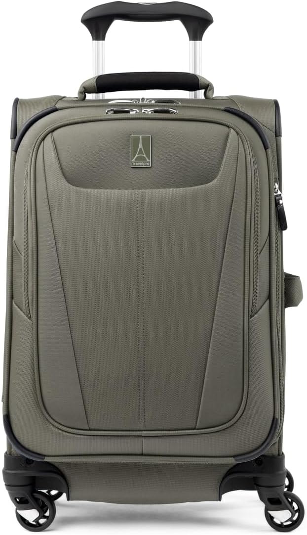 Travelpro Maxlite 5 Softside Expandable Carry on Luggage with 4 Spinner Wheels, Lightweight Suitcase, Men and Women, Slate Green, Compact Carry on 20-Inch