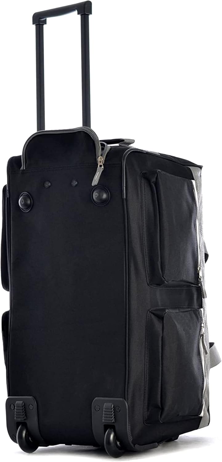 Olympia U.S.A. 29 inch Jumbo Size 8 Pockets Wheeled Rolling Duffel Bag Water Resistant Luggage Lightweight Travel Suitcase with Retractable Handle