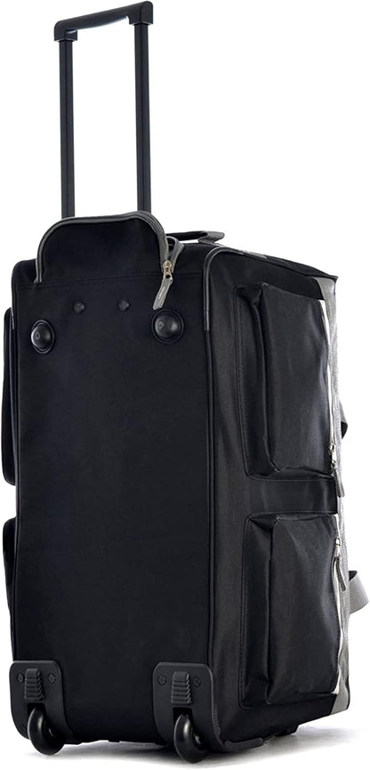 Olympia U.S.A. 29 inch Jumbo Size 8 Pockets Wheeled Rolling Duffel Bag Water Resistant Luggage Lightweight Travel Suitcase with Retractable Handle