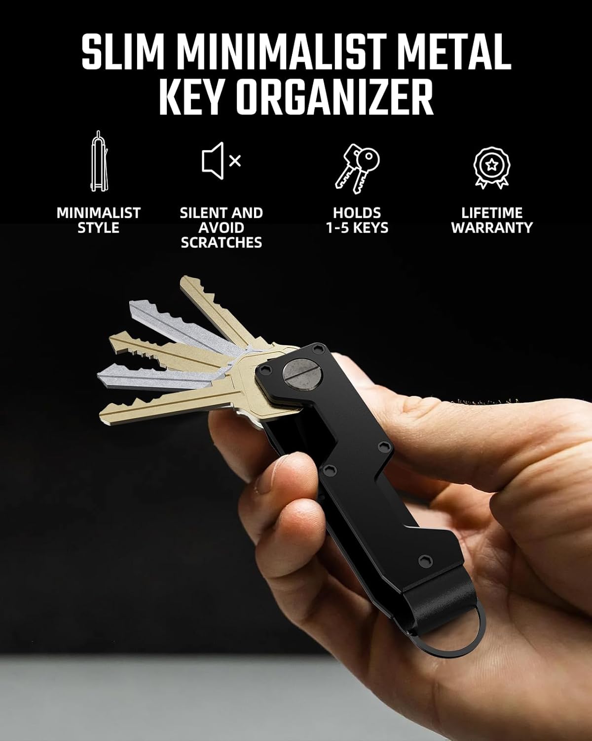 Key Organizer Compact Key Holder Metal Key Chain Minimalist key case key holder for keychain Secures 1-5 Keys