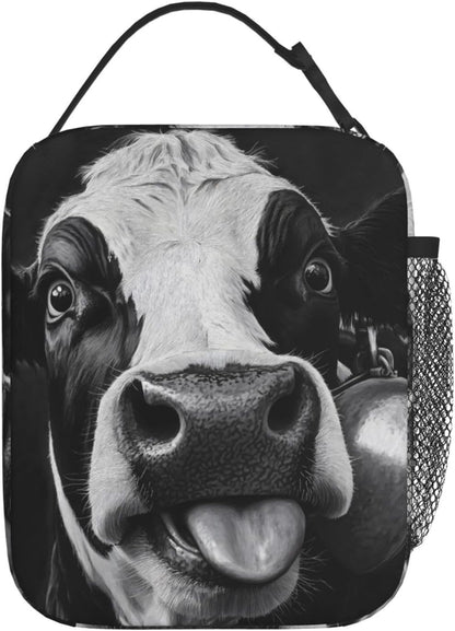 Cow Insulated Lunch Box for Women Men Cow Lunch Bag for Travel,or Fishing Polyester