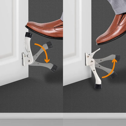One Touch Kickdown Door Stopper, Door Holder, Heavy Duty Door Stops, Bottom of Door, Height-Adjustable Rubber Tips by HASHI (White 4 inch x 1pack)