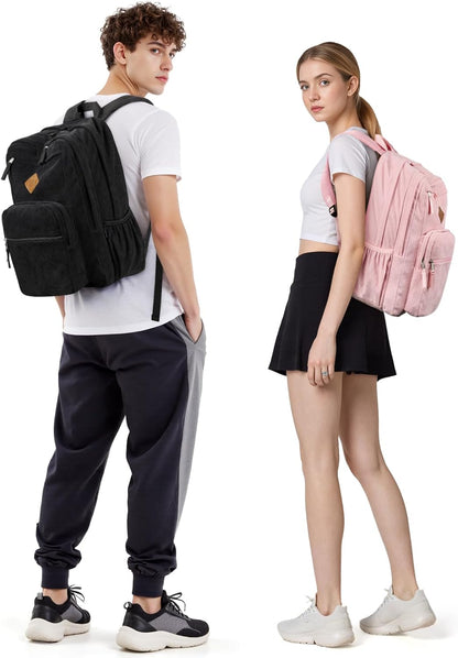 ZORFIN 26L Backpack for College, and Travel: Corduroy Bookbag - Vintage Lace