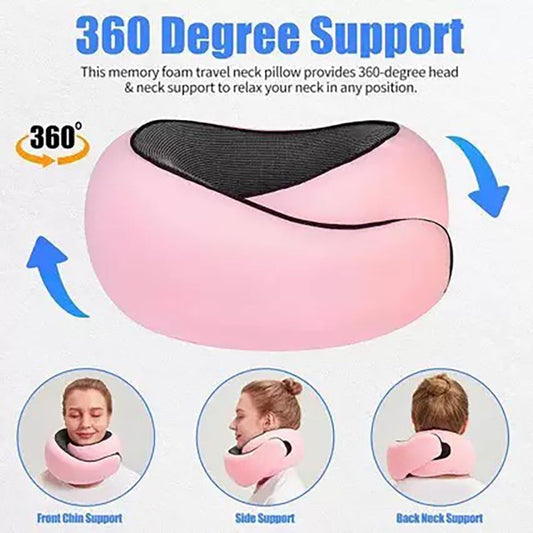 Travel Pillow, Travel Neck Pillow, 360 Degree Comfort and Breathability, Airplane Travel Neck Pillow, Stowable U-Shaped Pillow (Peach)
