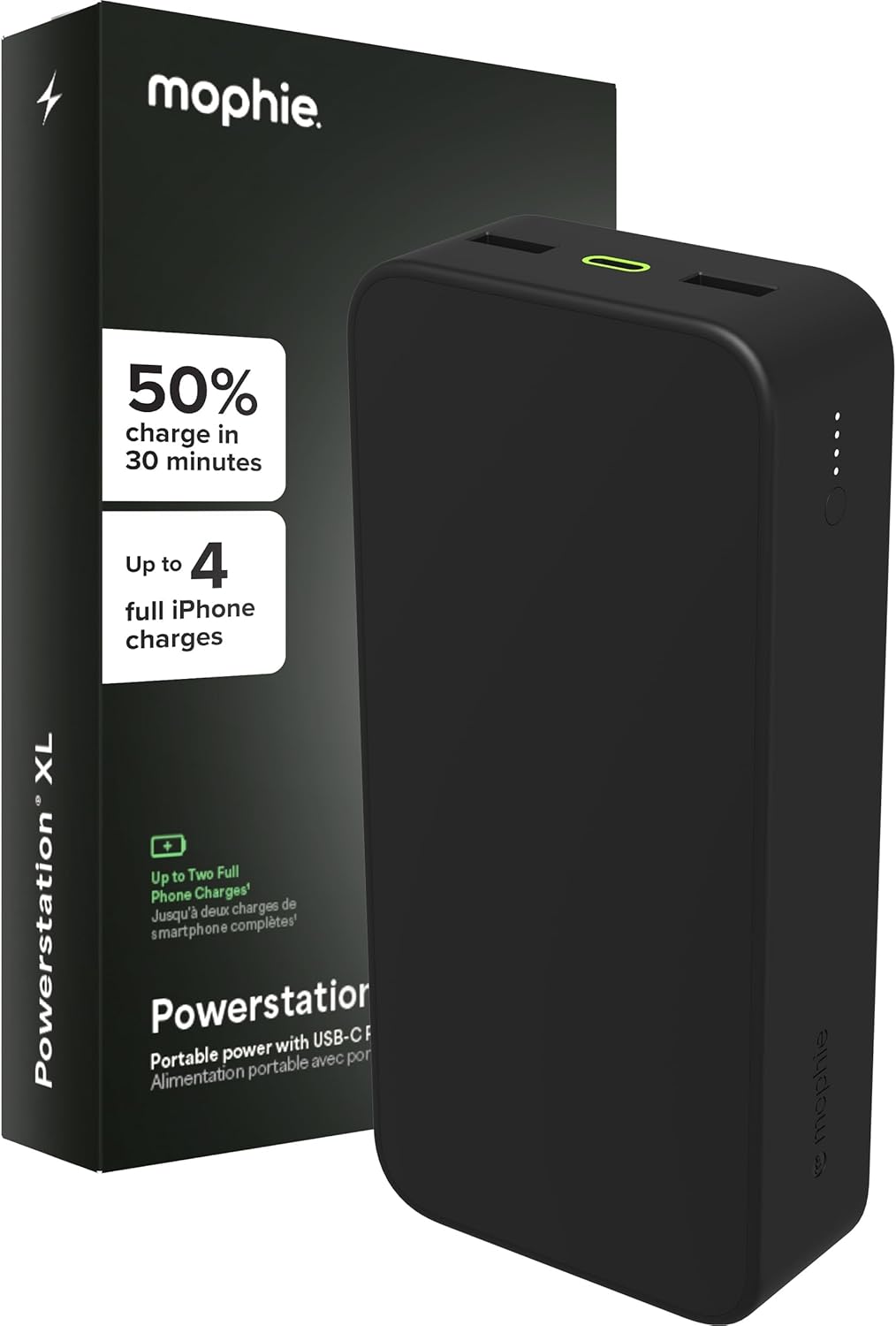 mophie Powerstation XL Power Bank 2023-20,000 mAh Large Internal Battery, (2) USB-A Ports and (1) 20W USB-C PD Fast Charging Input/Output Port, Travel-Friendly