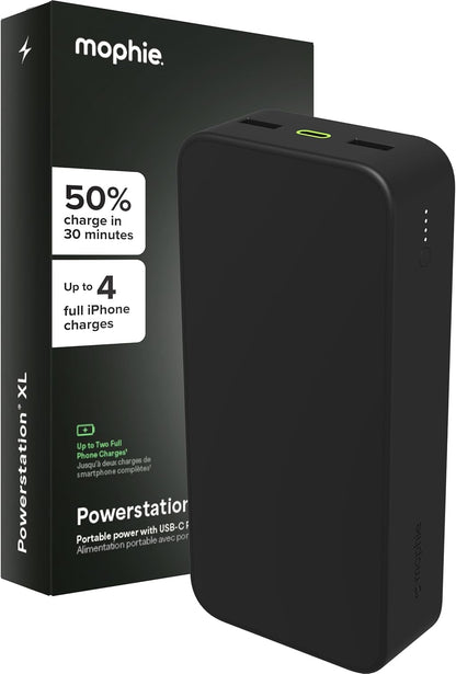 mophie Powerstation XL Power Bank 2023-20,000 mAh Large Internal Battery, (2) USB-A Ports and (1) 20W USB-C PD Fast Charging Input/Output Port, Travel-Friendly