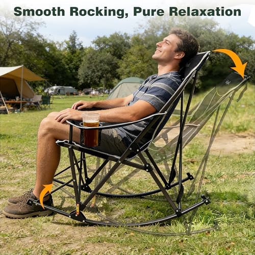 SUNNYFEEL 2 Pack Oversized Folding Rocking Camping Chair 500lbs