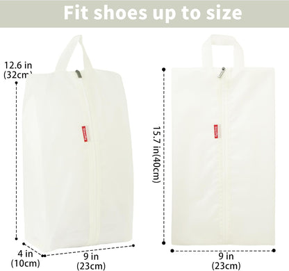 6pcs Portable Shoe Organizer, Travel Pouches with Zipper, Golf Shoe Bags, Clothes Bags, Soccer Cleats Bag Shoe Pouch for Gym, Waterproof, Odor-Resistant (White)