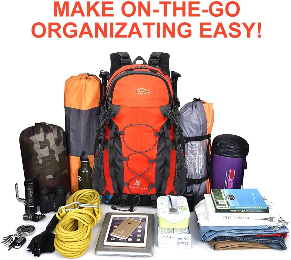 INOXTO lightweight Hiking Backpack 35L/40L Hiking Daypack with Waterproof Rain Cover for Travel Camping Outdoor Men and Women