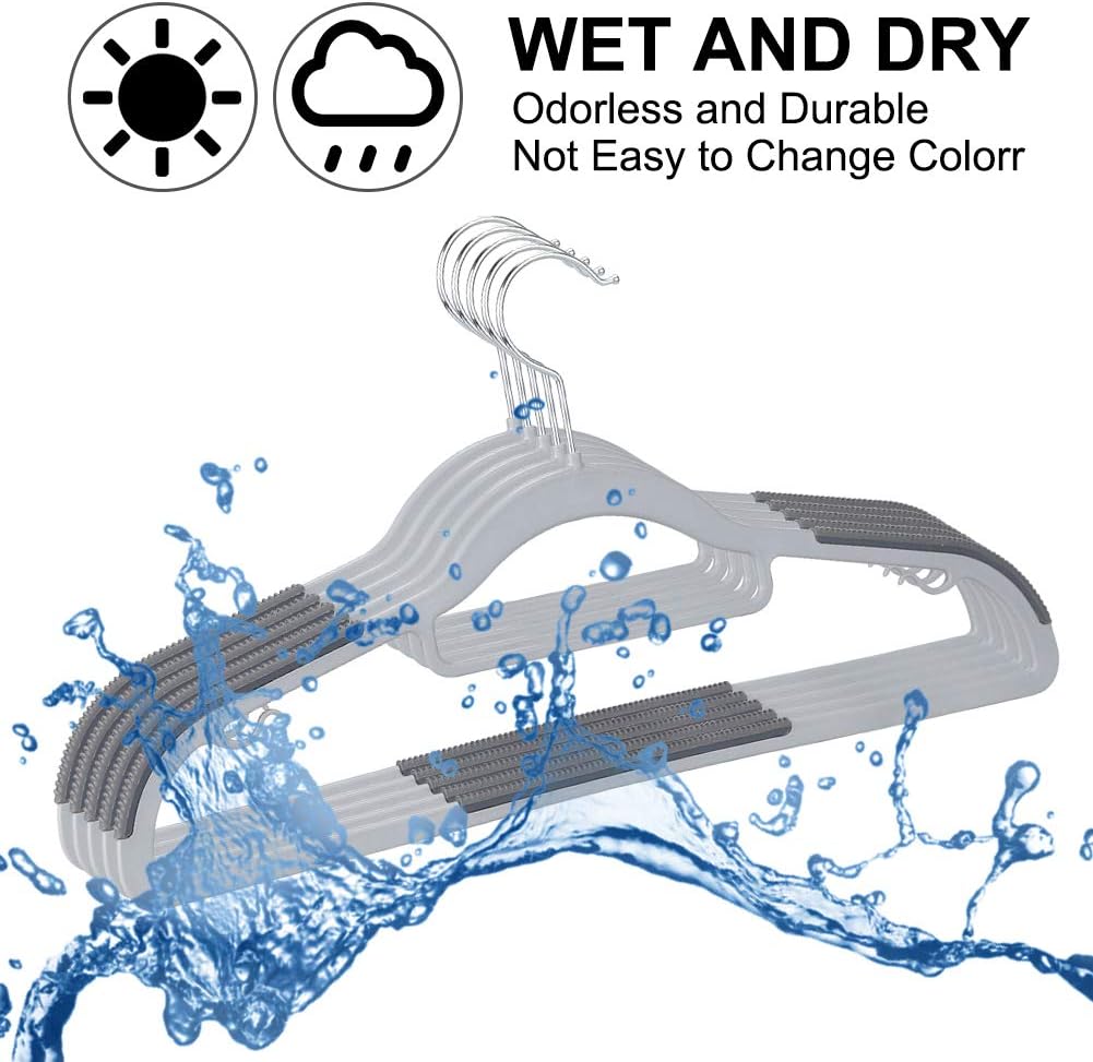 50-Pack Heavy-Duty Plastic Hangers with Non-Slip Grips, 11lb Weight Capacity – Durable Space-Saving Closet Organizers for Shirts, Pants, Dresses & Coats(Grey)