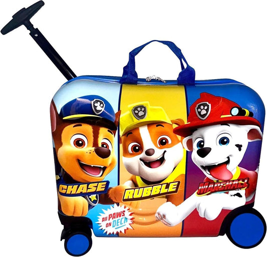Fast Forward Ride-On 18" Suitcase For Kids/Tow-Along Toddler Carry-On Luggage With Wheels (Paw Patrol)