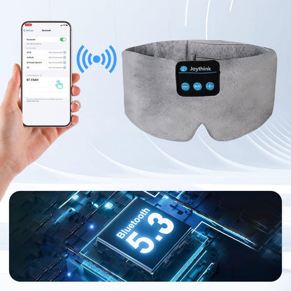Joythink Sleep Headphones Wireless Eye Mask Kids Children Silk Wireless Headband Headphones for Sleeping with Adjustable Speaker Wireless Earbuds Side Sleeper Travel Meditation Music Mask Grey
