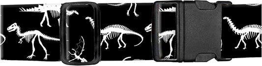 Luggage Straps for Suitcases, Adjustable Travel Belt, Durable Wide Luggage Strap, Cute Suitcase Strap Identifiers with Buckle, Bag Straps for Luggage, Black White Dinosaurs
