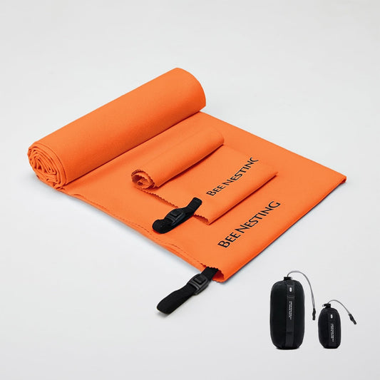 Ultralight Quick Dry Towel, Microfiber Quick-Drying Travel Towels with Compact Packable Pocket for Beach, Camp, Gym, Swimming (Orange 2 Set)