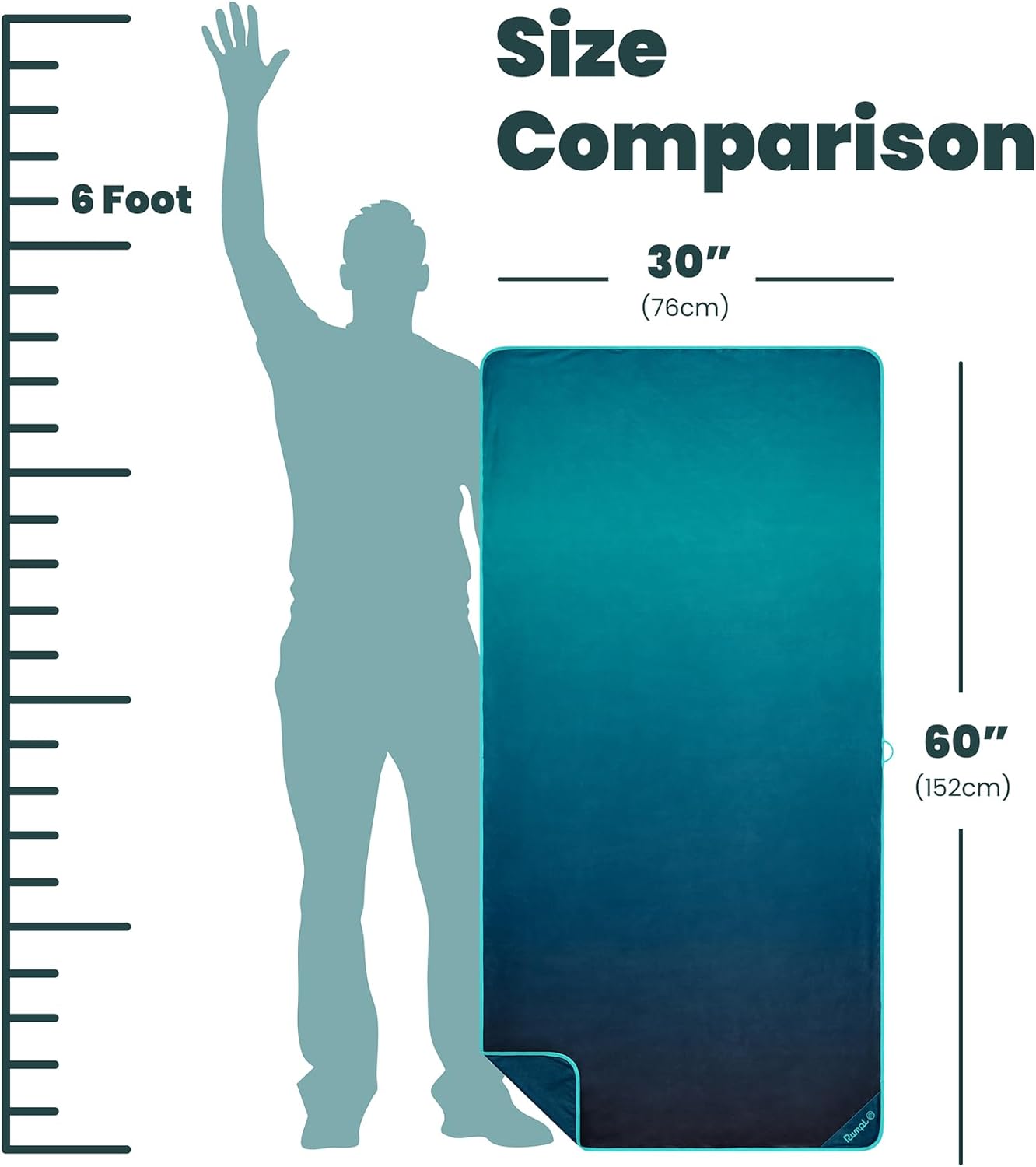 Rumpl Tech Towel Quick-Dry Towel for Travel, Beach, and Camp, Ocean Fade